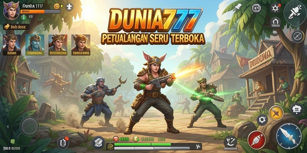Tampilan seru dari gameplay DUNIA777 di dunia terbuka