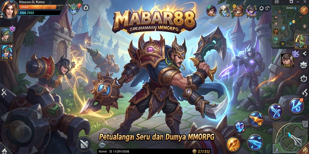 Screenshot dari gameplay MABAR88 yang menampilkan aksi pertempuran MMORPG.
