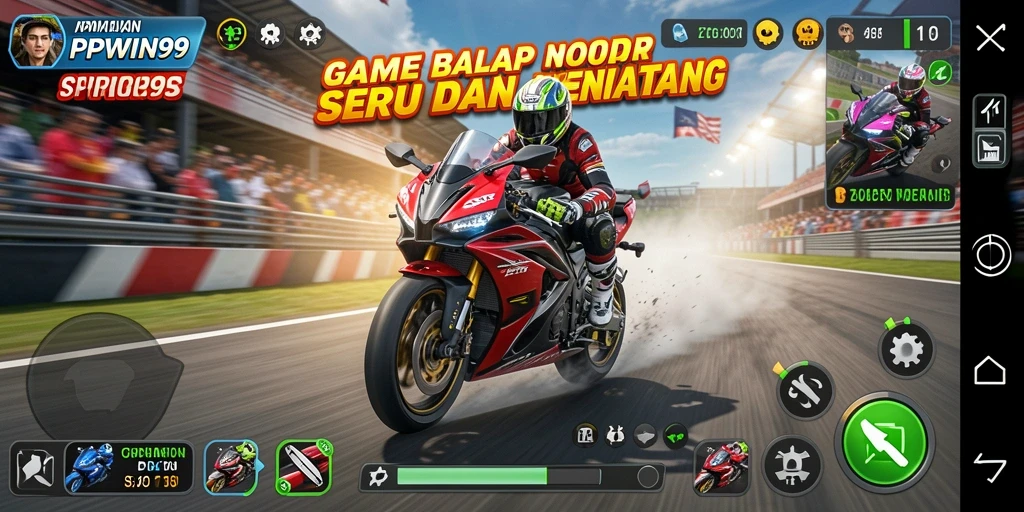 Gameplay menarik PPWIN99 dengan balapan motor yang intens.