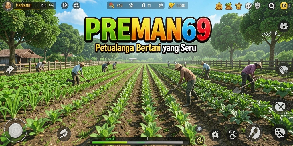 Screenshot gameplay PREMAN69 menampilkan suasana pertanian yang cerah.