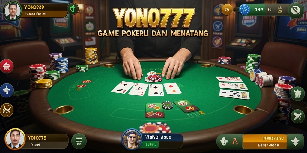 Tampilan gameplay Poker yang seru dan interaktif di YONO777.